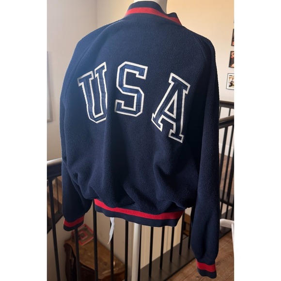 VTG 1995 Polo Sport Ralph Lauren Varsity Jacket Mens Med Blue Red USA Olympics - Picture 3 of 15